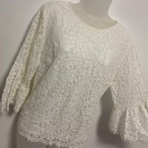 White Round Neck Lace Top